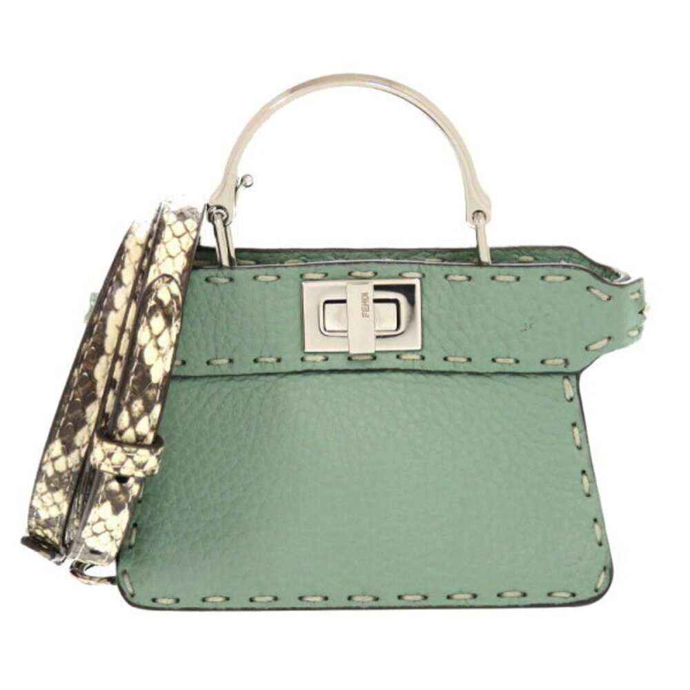 Fendi Peekaboo ICU Grained Leather Python Green S… - image 1